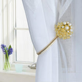Max Magnetic Crystal Curtain Tiebacks Drapery Holder Buckle Clip Holdback Golden