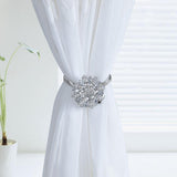 Max Magnetic Crystal Curtain Tiebacks Drapery Buckle Clip Holdback Silver