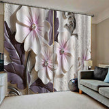 Max 2 Panels Digital Printing Light Reducing Curtain 3D Flower Living Room Decor