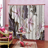 Max 2 Panels Digital Printing Light Reducing Curtain 3D Flower Living Room Decor