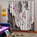 Max 2 Panels Digital Printing Light Reducing Curtain 3D Flower Living Room Decor