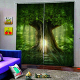 Max 2 Panel/Set 3D Print Curtain Drapes for Living Room Bedroom Big Tree