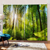 Max 2 Panel/Set 3D Print Curtain Drapes for Living Room Bedroom Sunshine Forest