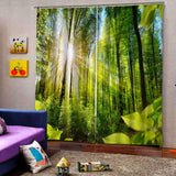 Max 2 Panel/Set 3D Print Curtain Drapes for Living Room Bedroom Sunshine Forest