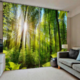 Max 2 Panel/Set 3D Print Curtain Drapes for Living Room Bedroom Sunshine Forest