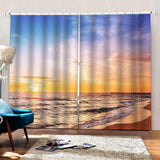 Max 2 Panel/Set 3D Print Curtain Drapes for Living Room Bedroom Sunset Beach