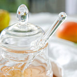 Max Honey Juice Jar Pot with Dipper and Lid Cover for Home Kitchen Clear 245ml