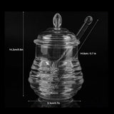 Max Honey Juice Jar Pot with Dipper and Lid Cover for Home Kitchen Clear 245ml