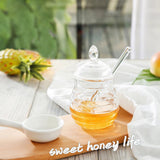 Max Honey Juice Jar Pot with Dipper and Lid Cover for Home Kitchen Clear 245ml