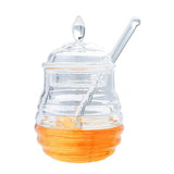 Max Honey Juice Jar Pot with Dipper and Lid Cover for Home Kitchen Clear 245ml