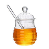 Max Honey Juice Jar Pot with Dipper and Lid Cover for Home Kitchen Clear 245ml