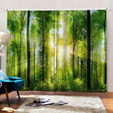 Max Digital Printing 3D Curtain Drapes for Bedroom Living Room Sunshine Forest
