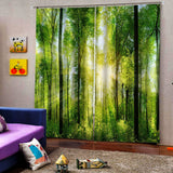 Max Digital Printing 3D Curtain Drapes for Bedroom Living Room Sunshine Forest