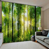 Max Digital Printing 3D Curtain Drapes for Bedroom Living Room Sunshine Forest