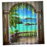 Max Waterproof 3D Curtain Digital Printing Light Reducing Drapes for Bedroom F