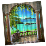 Max Waterproof 3D Curtain Digital Printing Light Reducing Drapes for Bedroom F
