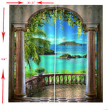 Max Waterproof 3D Curtain Digital Printing Light Reducing Drapes for Bedroom F