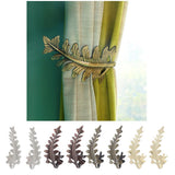 Max 2pcs Curtain Tieback Hooks Leaf-Shaped Drapery Holder Wall Hanger Golden