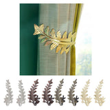 Max 2pcs Curtain Tieback Hooks Leaf-Shaped Drapery Holder Wall Hanger Golden