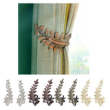 Max 2pcs Curtain Tieback Hooks Leaf-Shaped Drapery Holder Wall Hanger Golden