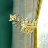 Max 2pcs Curtain Tieback Hooks Leaf-Shaped Drapery Holder Wall Hanger Golden