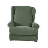 Max Stretch Wing Back Arm Chair Cover 2-Piece Wingback Sofa Slipcover Green