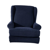 Max Stretch Wing Back Arm Chair Cover 2-Piece Wingback Sofa Slipcover Dark Blue