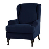 Max Stretch Wing Back Arm Chair Cover 2-Piece Wingback Sofa Slipcover Dark Blue