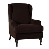 Max Stretch Wing Back Arm Chair Cover 2-Piece Wingback Sofa Slipcover Coffee