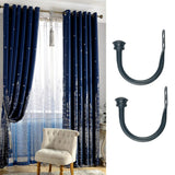 Max 1 Pair U-Shape Tube Curtain Holdback Drape Hook Vary Types Mushroom_Black