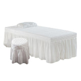 Max Beauty Massage Bedding Kit Table Skirt Pillow Case Stool Cover White