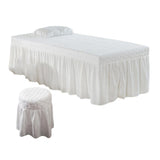 Max Beauty Massage Bedding Kit Table Skirt Pillow Case Stool Cover White