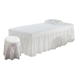 Max Beauty Massage Bedding Kit Table Skirt Pillow Case Stool Cover White