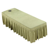 Max Massage Cosmetic Table Valance Sheet  Cover with Hole 75x31inch  Green
