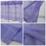 Max Yarn Rod Pocket Sheer Curtain Valance for Kitchen Bathroom Purple-137x61cm