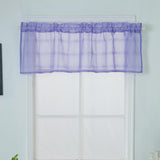 Max Yarn Rod Pocket Sheer Curtain Valance for Kitchen Bathroom Purple-137x61cm