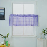 Max Yarn Rod Pocket Sheer Curtain Valance for Kitchen Bathroom Purple-137x61cm