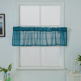 Max Yarn Rod Pocket Sheer Curtain Valance for Kitchen Bathroom Cyan-137x61cm