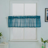 Max Yarn Rod Pocket Sheer Curtain Valance for Kitchen Bathroom Cyan-137x61cm