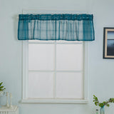 Max Yarn Rod Pocket Sheer Curtain Valance for Kitchen Bathroom Cyan-137x61cm