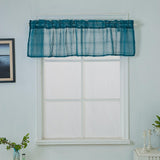 Max Yarn Rod Pocket Sheer Curtain Valance for Kitchen Bathroom Cyan-137x61cm