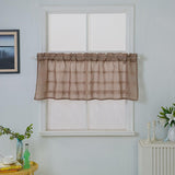 Max Yarn Rod Pocket Sheer Curtain Valance for Kitchen Bathroom Coffee-137x61cm