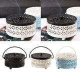 Max Portable Iron Mosquito Coil Holder + Handle & Lid Bronze Lid+Milky White Box