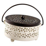 Max Portable Iron Mosquito Coil Holder + Handle & Lid Bronze Lid+Milky White Box