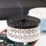 Max Portable Iron Mosquito Coil Holder + Handle & Lid Bronze Lid+Milky White Box