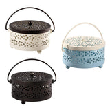 Max Portable Iron Mosquito Coil Holder + Handle & Lid Bronze Lid+Milky White Box