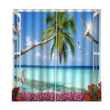 Max Maxb Digital Printed 3D Curtain Living Room Bedroom Drapes 2 Panel Seaside