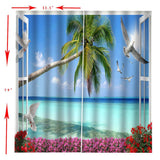 Max Maxb Digital Printed 3D Curtain Living Room Bedroom Drapes 2 Panel Seaside