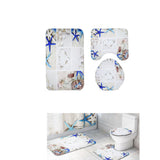 Max 3Pcs Bathroom Rug Set Bath Rug Mat U Shape Contour Lid Cover Starfish Shells