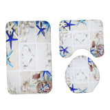 Max 3Pcs Bathroom Rug Set Bath Rug Mat U Shape Contour Lid Cover Starfish Shells